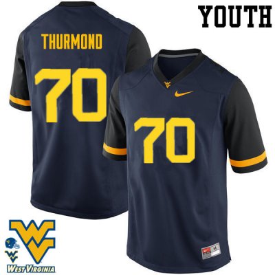 Youth West Virginia Mountaineers NCAA #70 Tyler Thurmond Navy Authentic Nike Stitched College Football Jersey VZ15B43NY